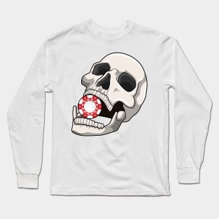 Skull with Poker chip Long Sleeve T-Shirt